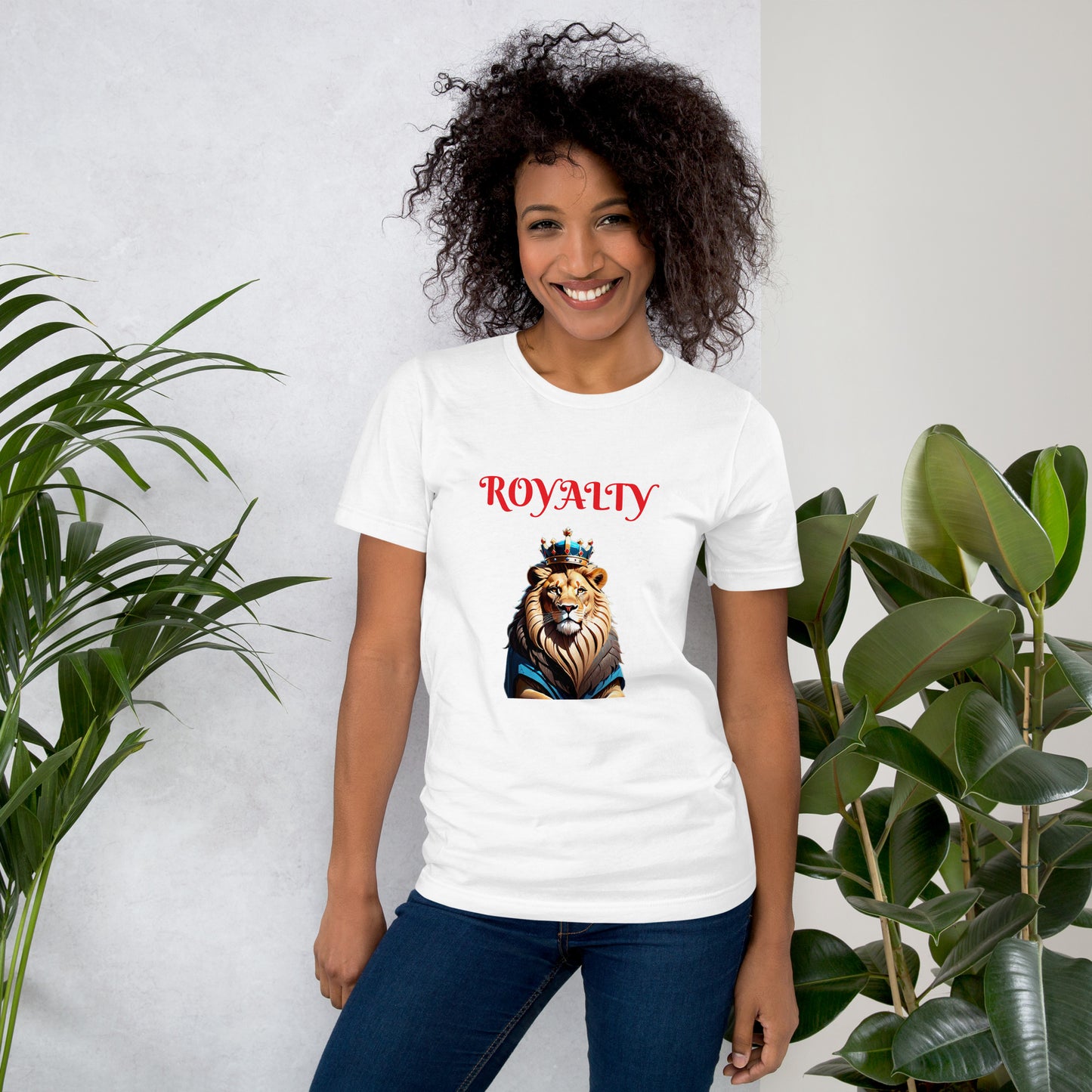 Unisex t-shirt - "ROYALTY" Lion with Blue Attire and Crown