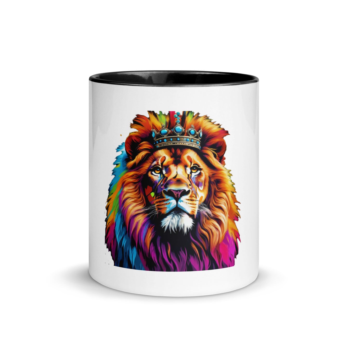 Mug with Color Inside - Lion with Colorful Mane and Crown