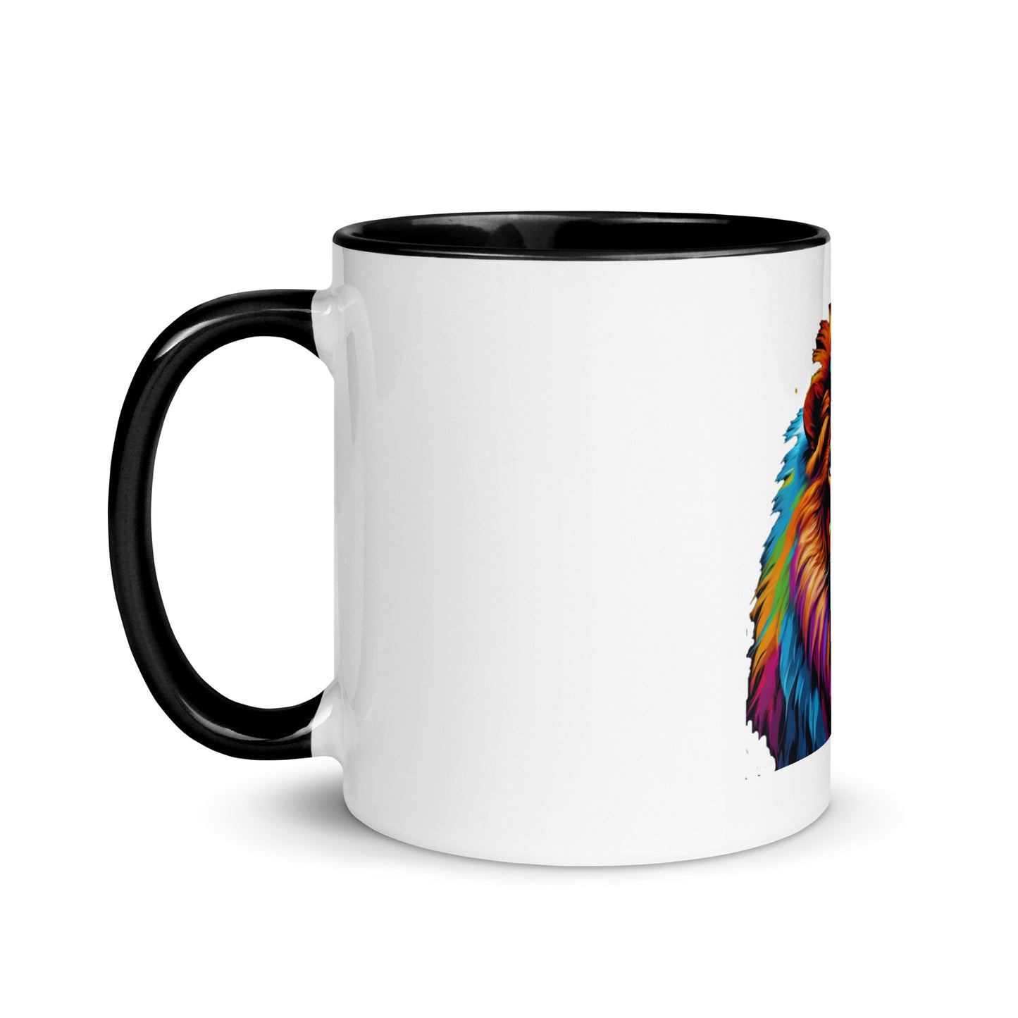 Mug with Color Inside - Lion with Colorful Mane and Crown