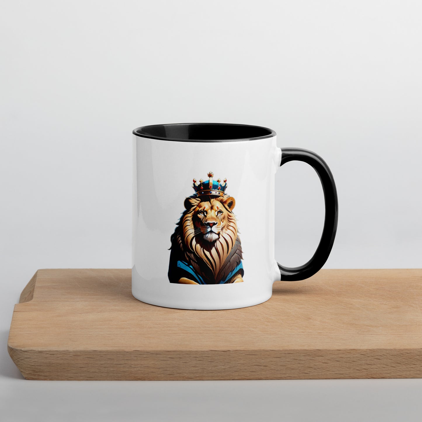 Mug with Color Inside - Lion with Blue Attire and Crown