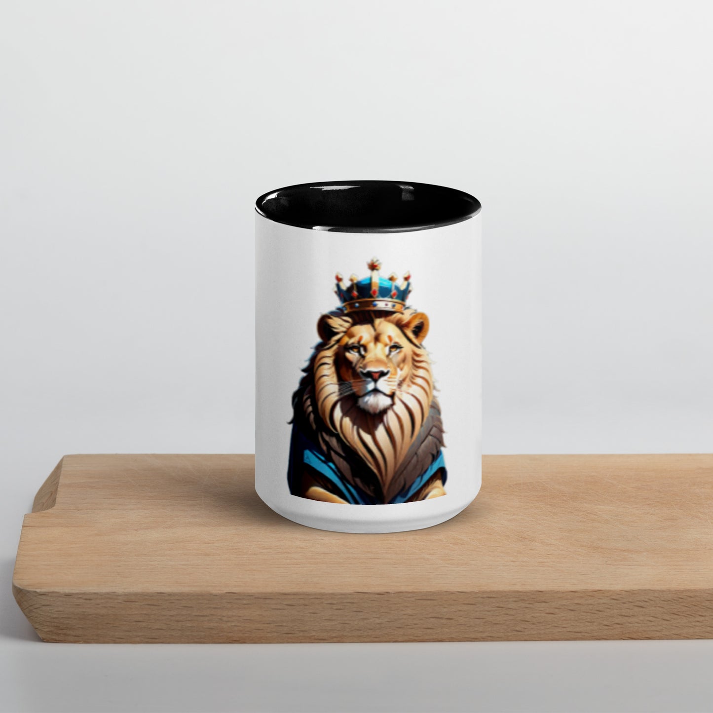 Mug with Color Inside - Lion with Blue Attire and Crown