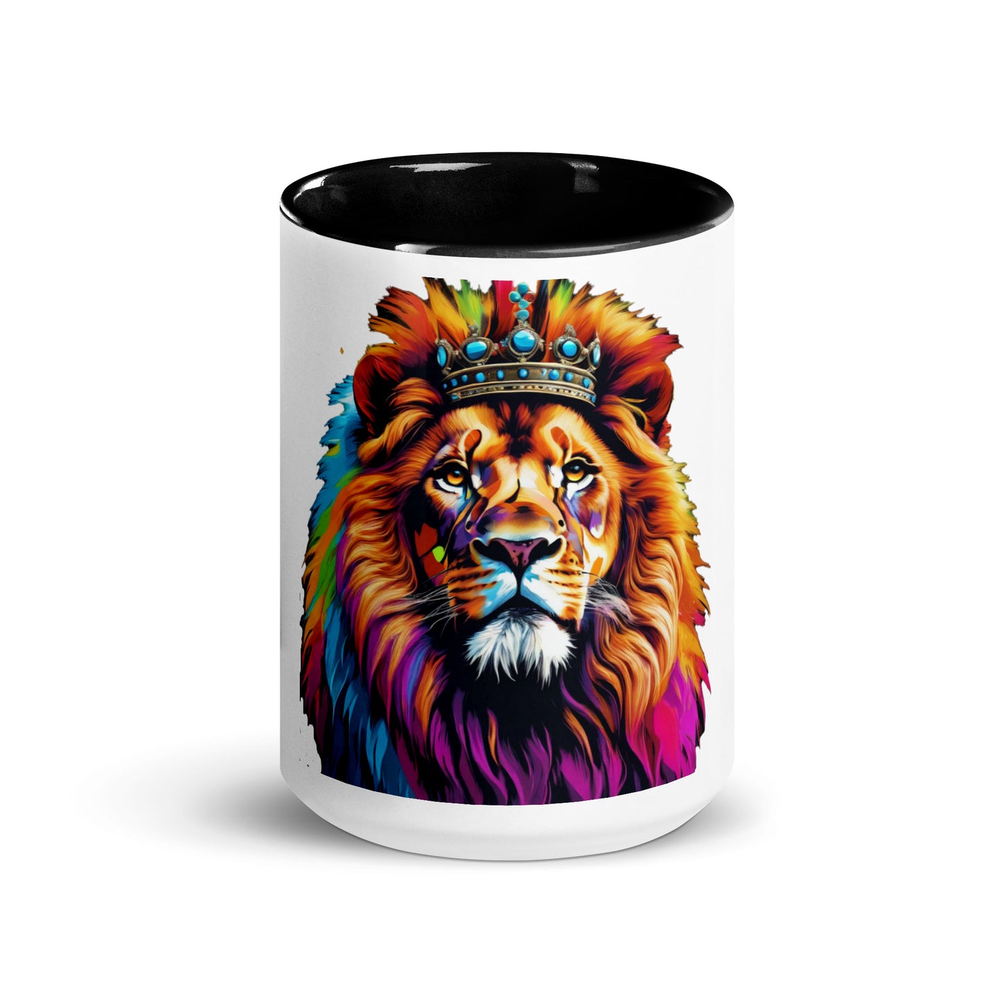 Mug with Color Inside - Lion with Colorful Mane and Crown