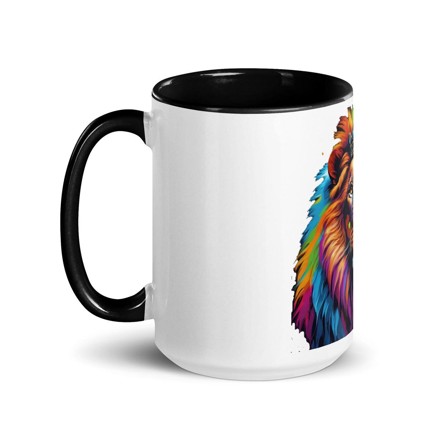 Mug with Color Inside - Lion with Colorful Mane and Crown