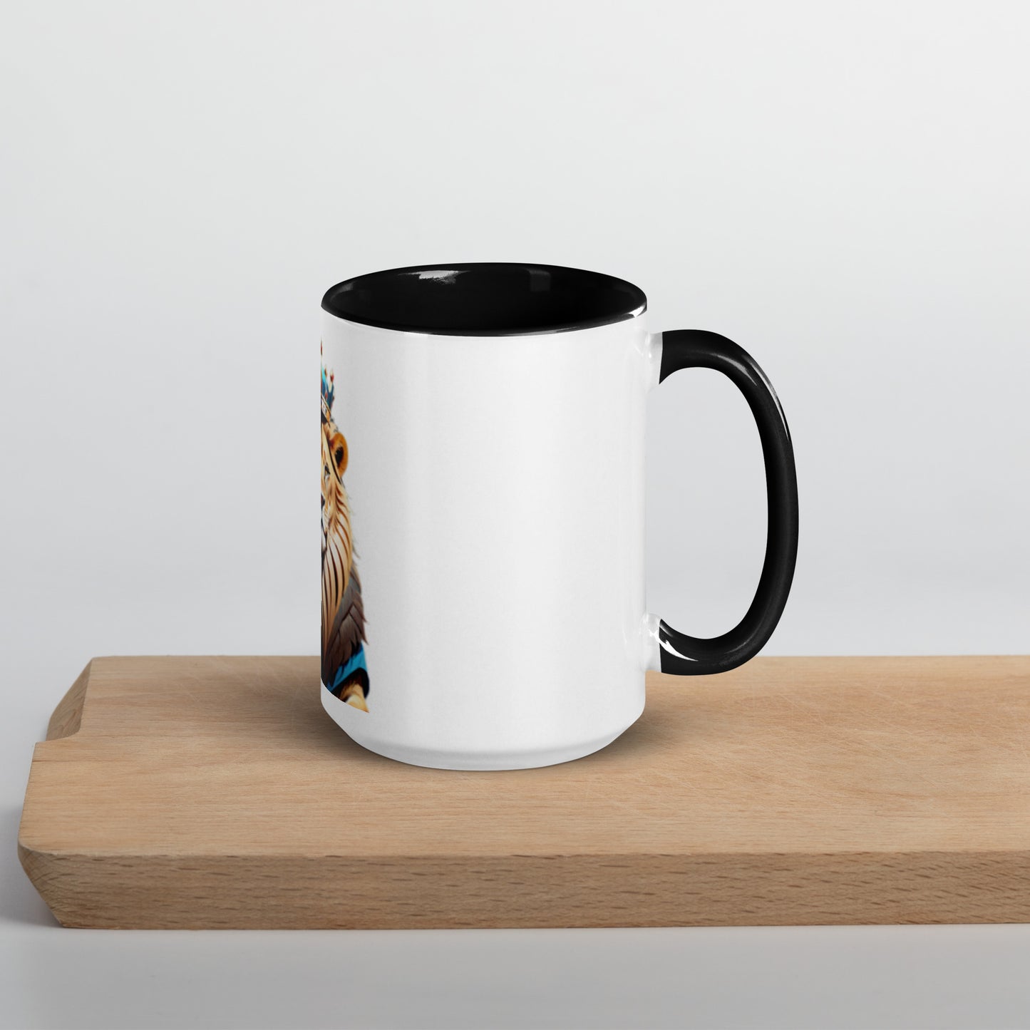 Mug with Color Inside - Lion with Blue Attire and Crown