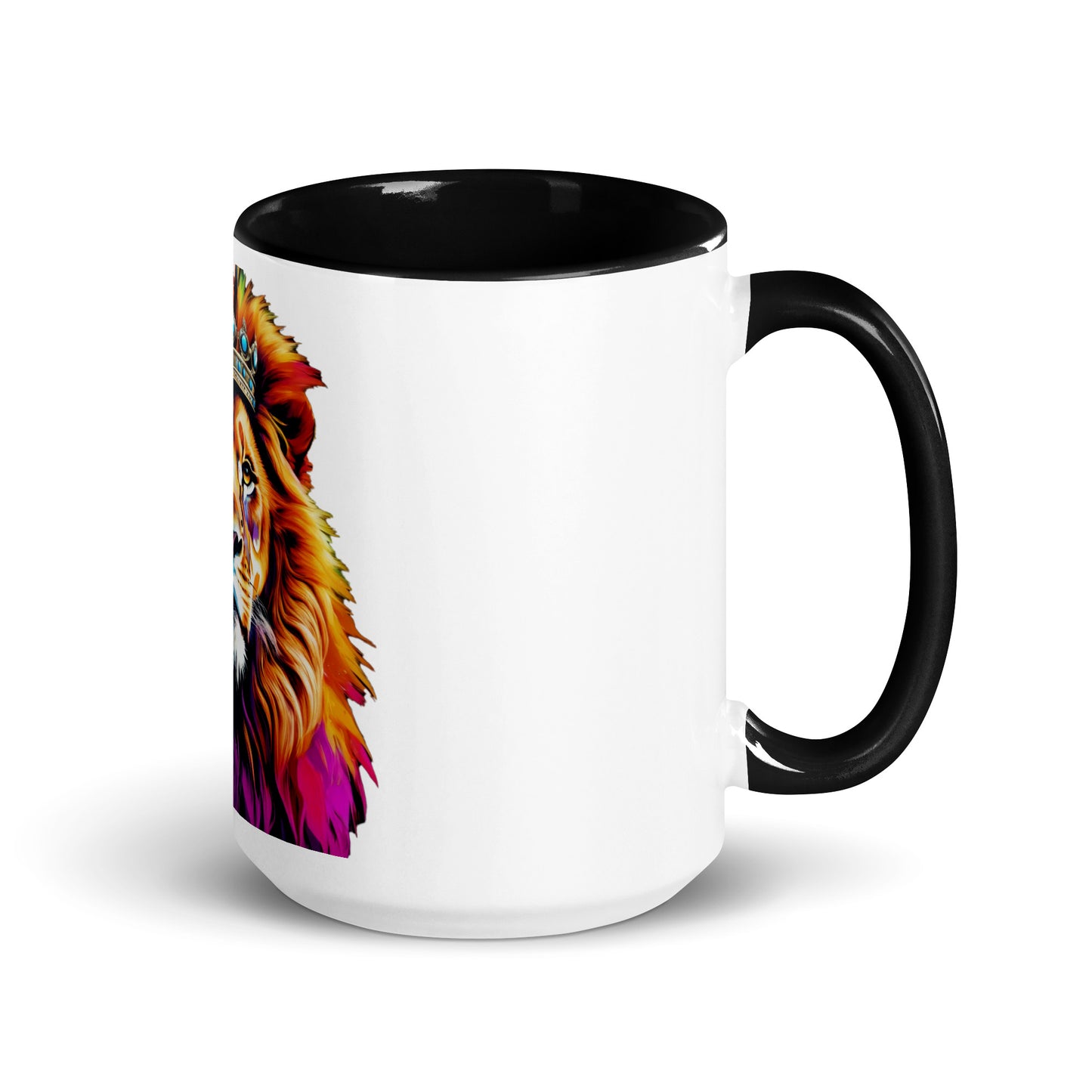 Mug with Color Inside - Lion with Colorful Mane and Crown