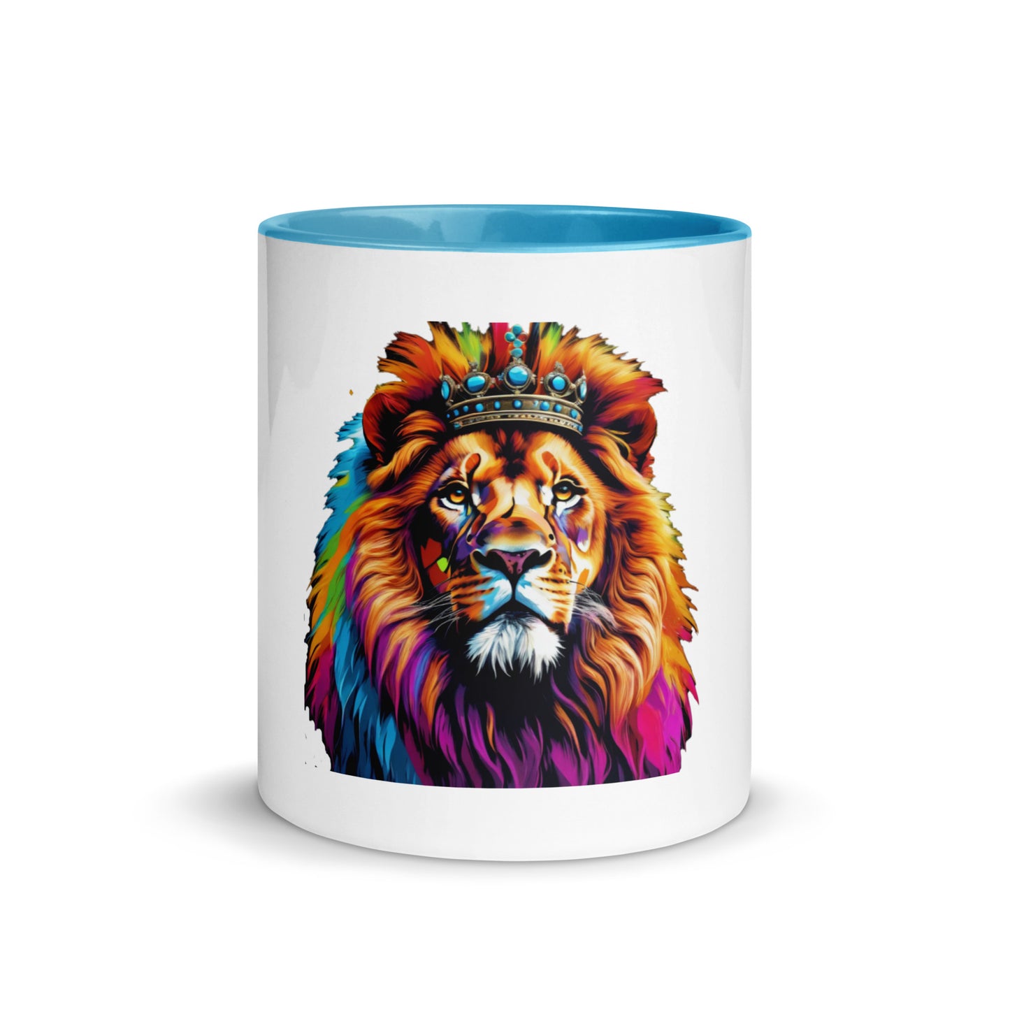 Mug with Color Inside - Lion with Colorful Mane and Crown