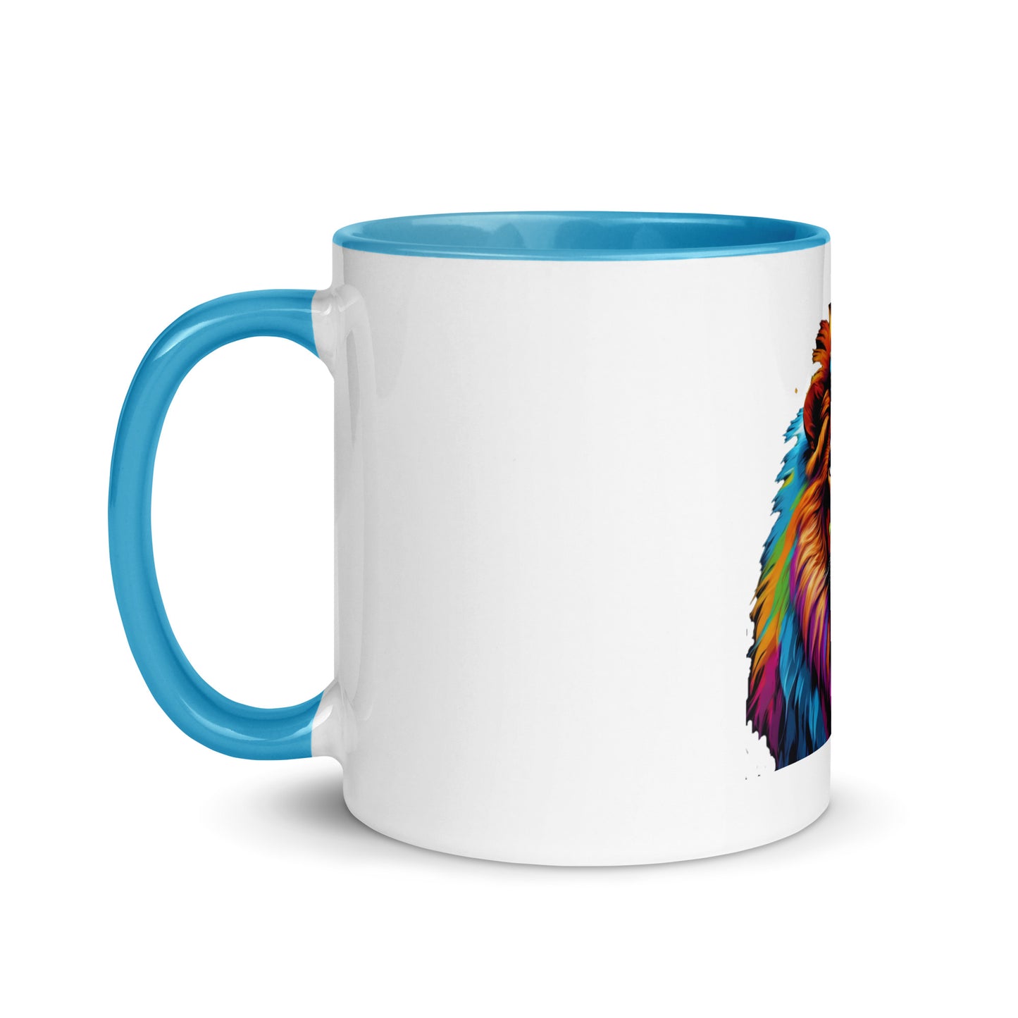 Mug with Color Inside - Lion with Colorful Mane and Crown