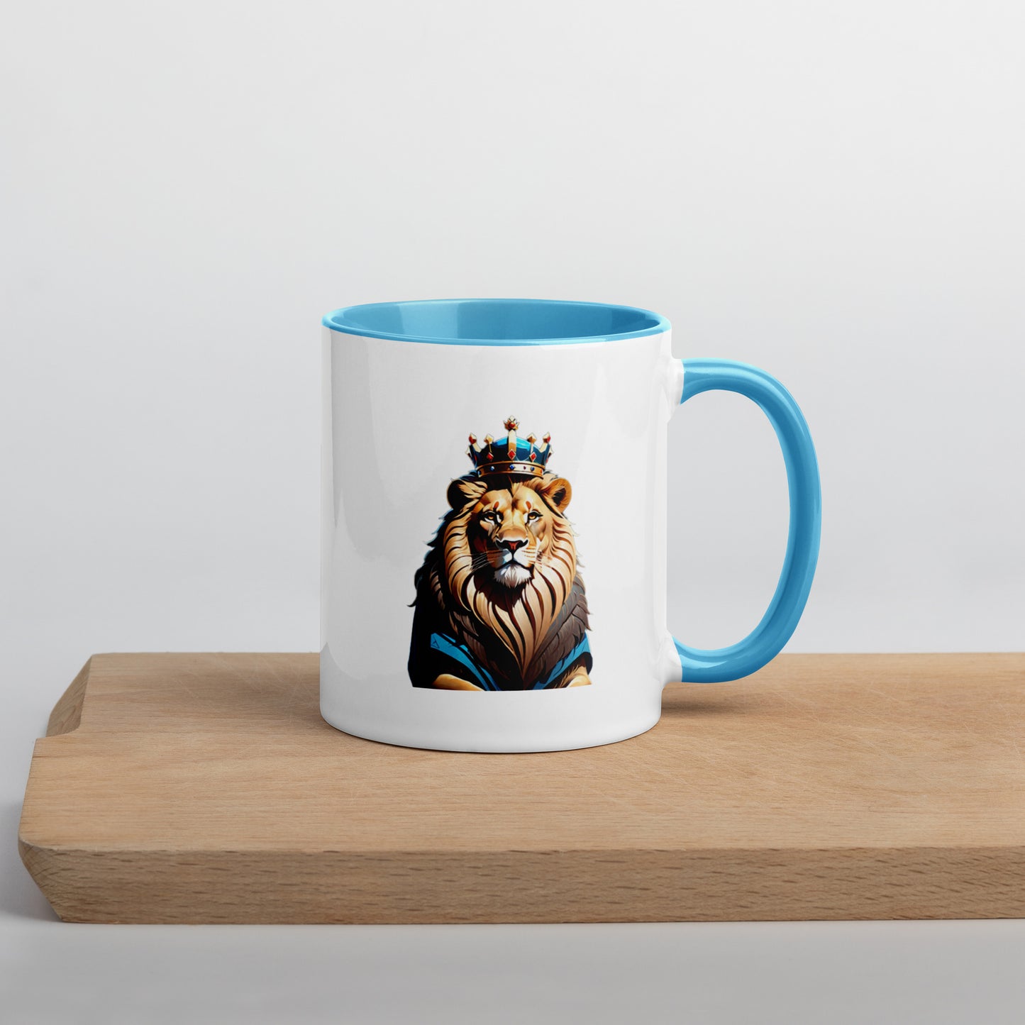 Mug with Color Inside - Lion with Blue Attire and Crown