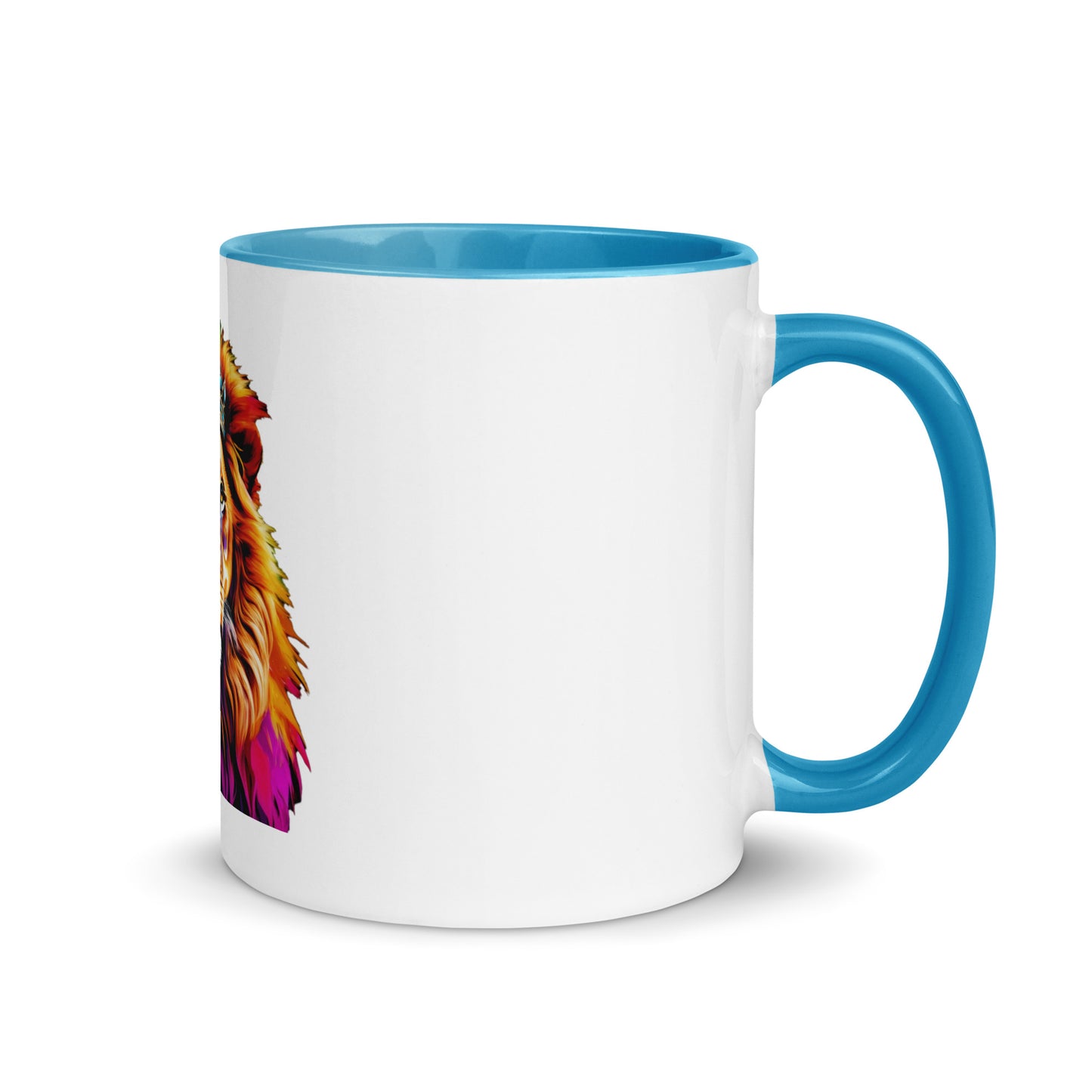 Mug with Color Inside - Lion with Colorful Mane and Crown