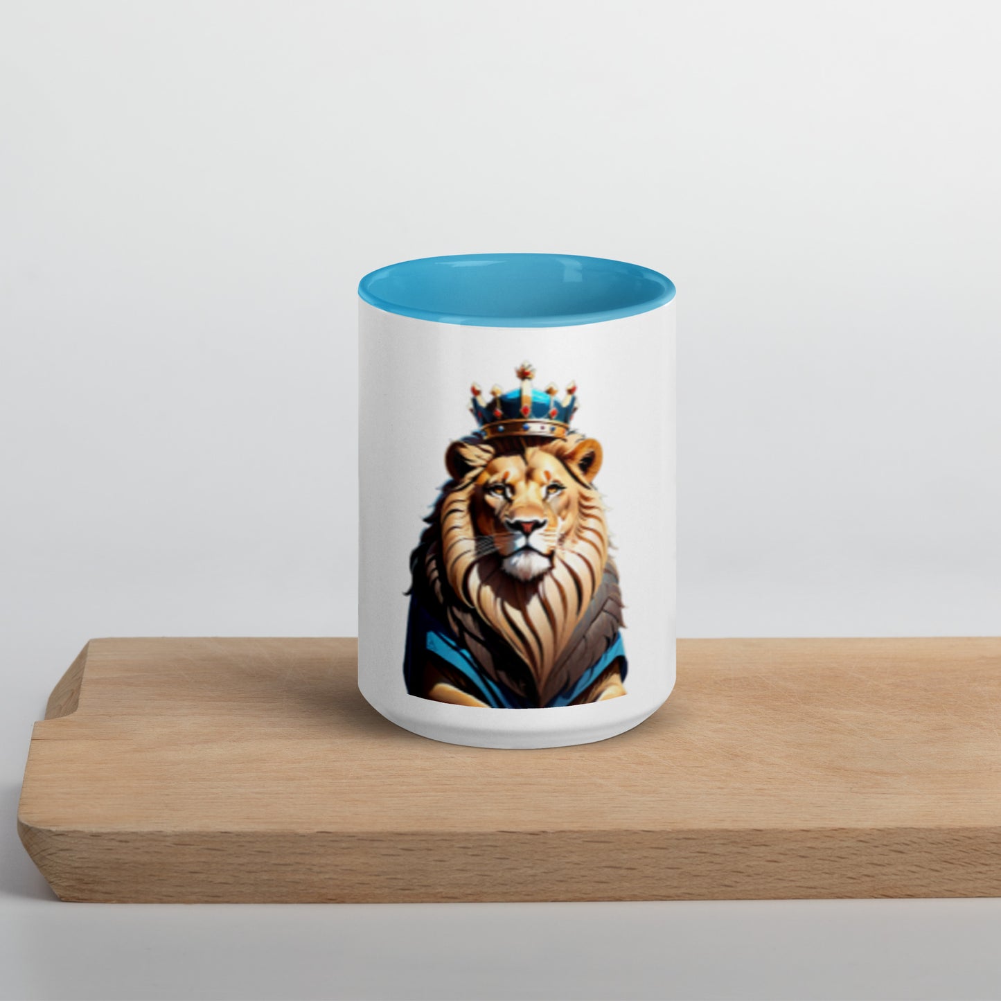 Mug with Color Inside - Lion with Blue Attire and Crown