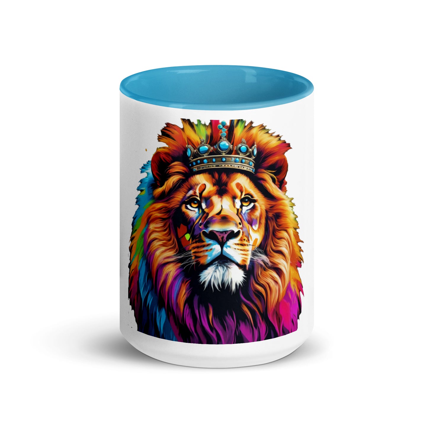 Mug with Color Inside - Lion with Colorful Mane and Crown