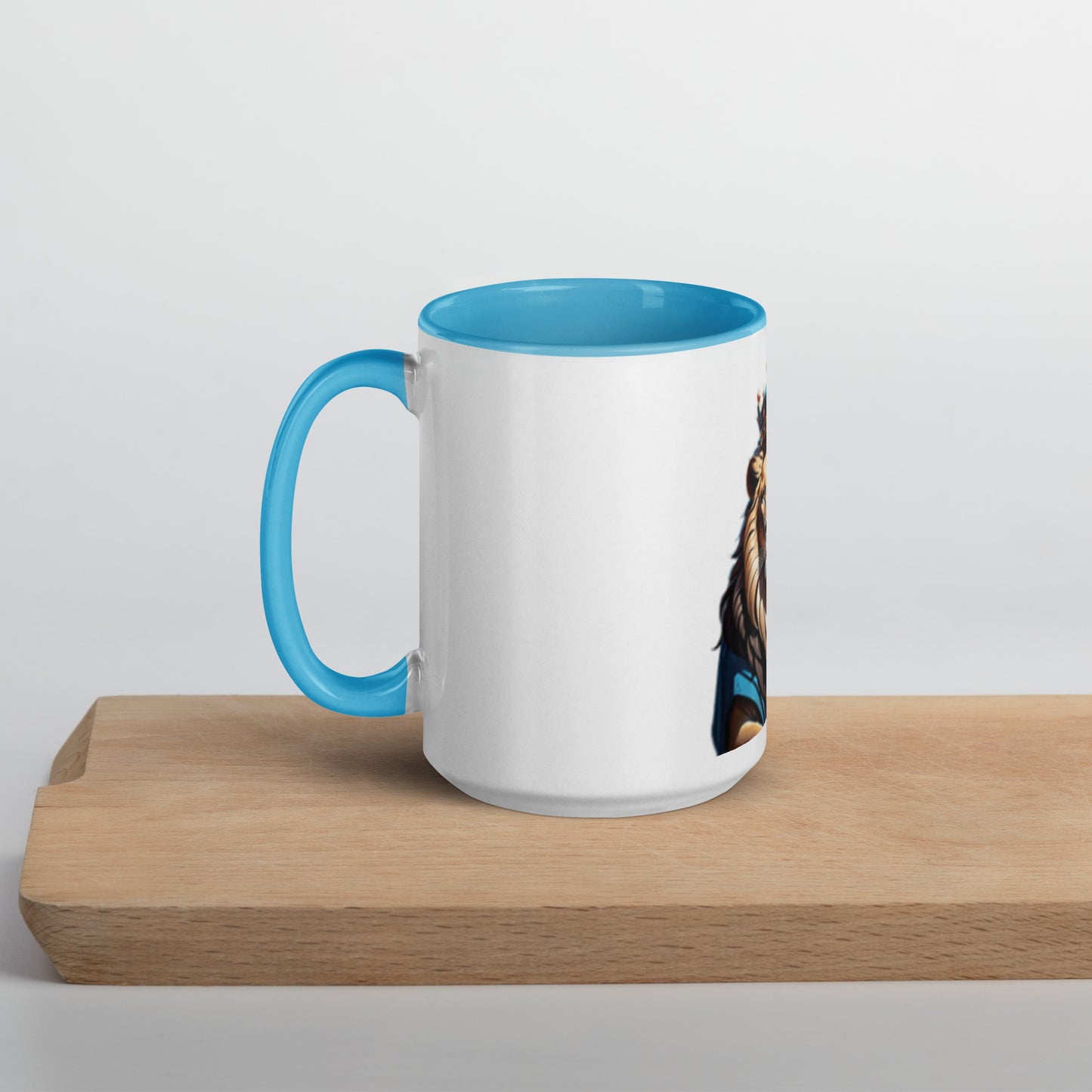 Mug with Color Inside - Lion with Blue Attire and Crown