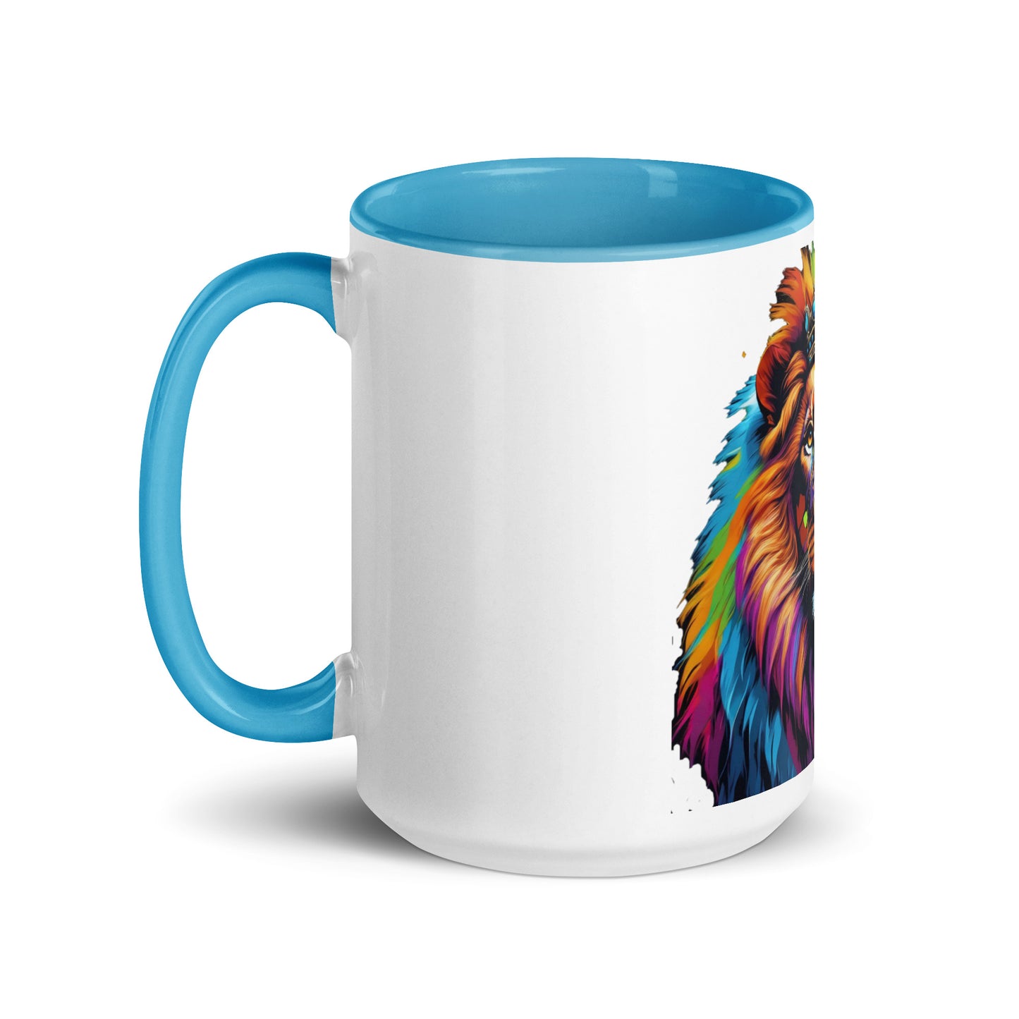 Mug with Color Inside - Lion with Colorful Mane and Crown