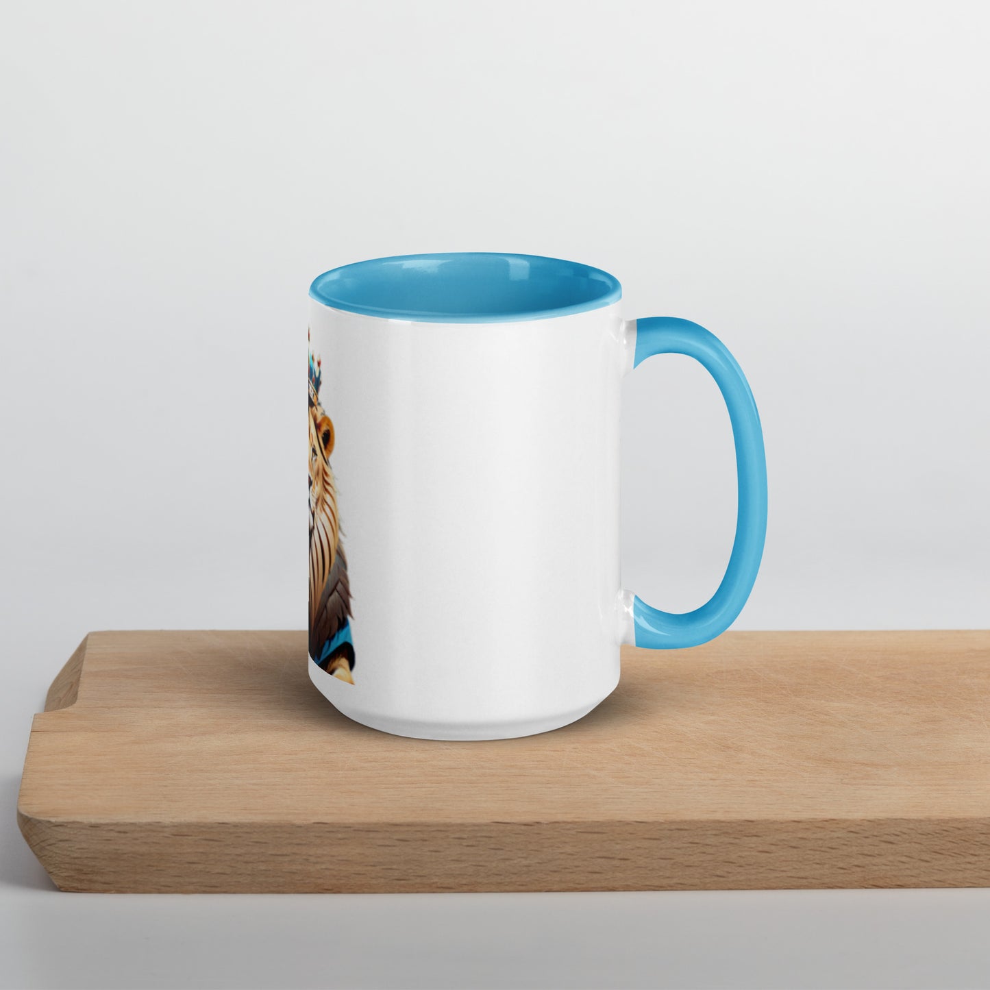 Mug with Color Inside - Lion with Blue Attire and Crown