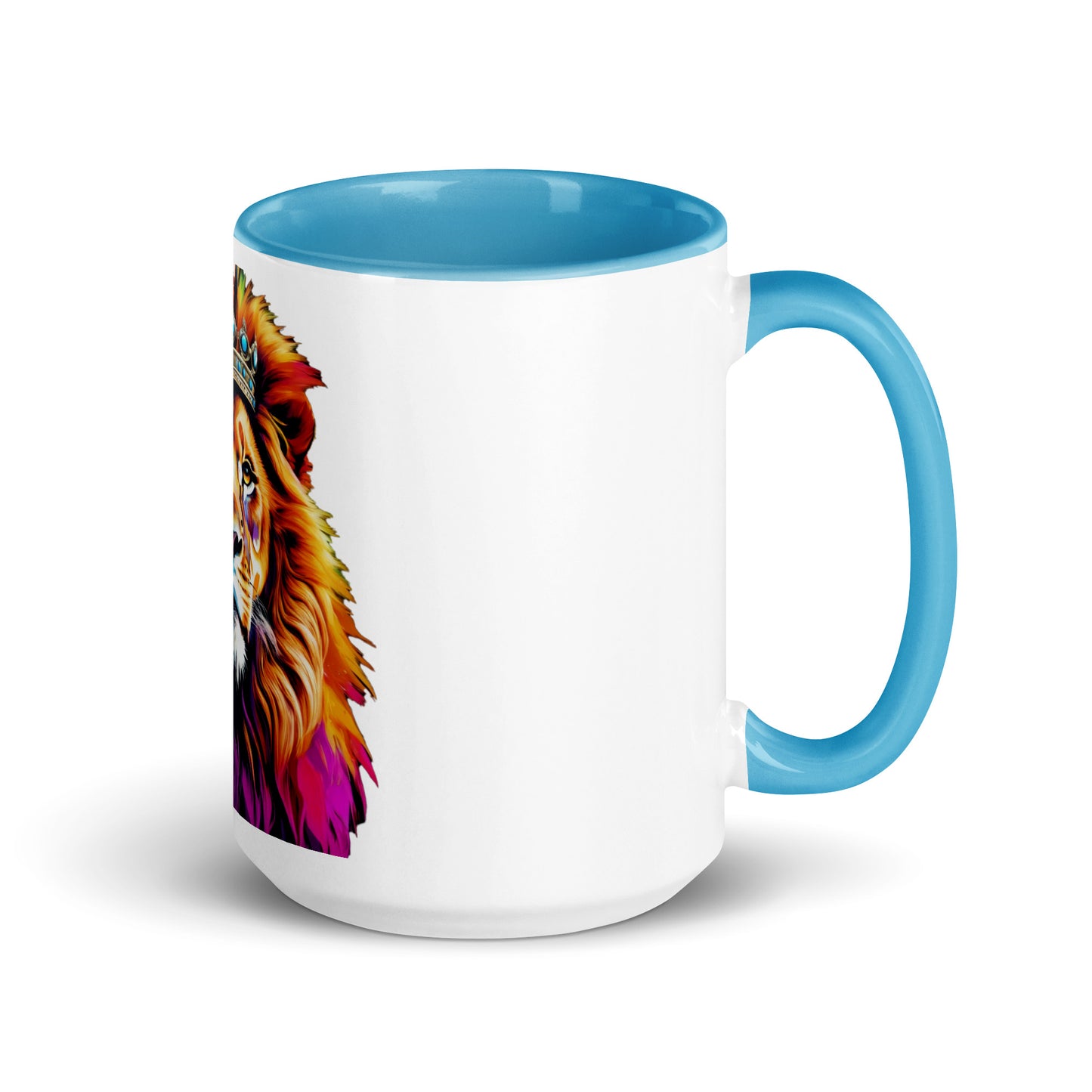 Mug with Color Inside - Lion with Colorful Mane and Crown