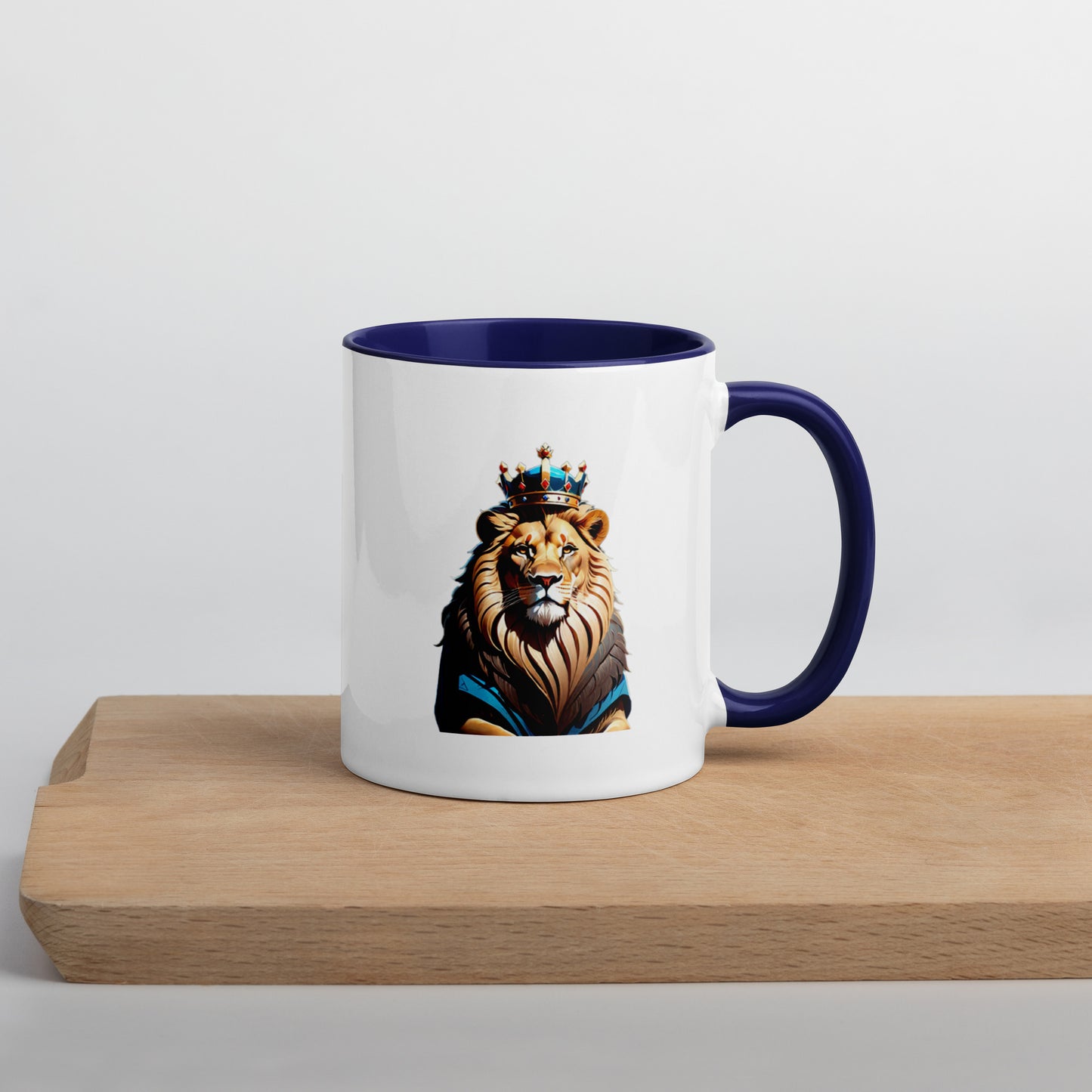 Mug with Color Inside - Lion with Blue Attire and Crown