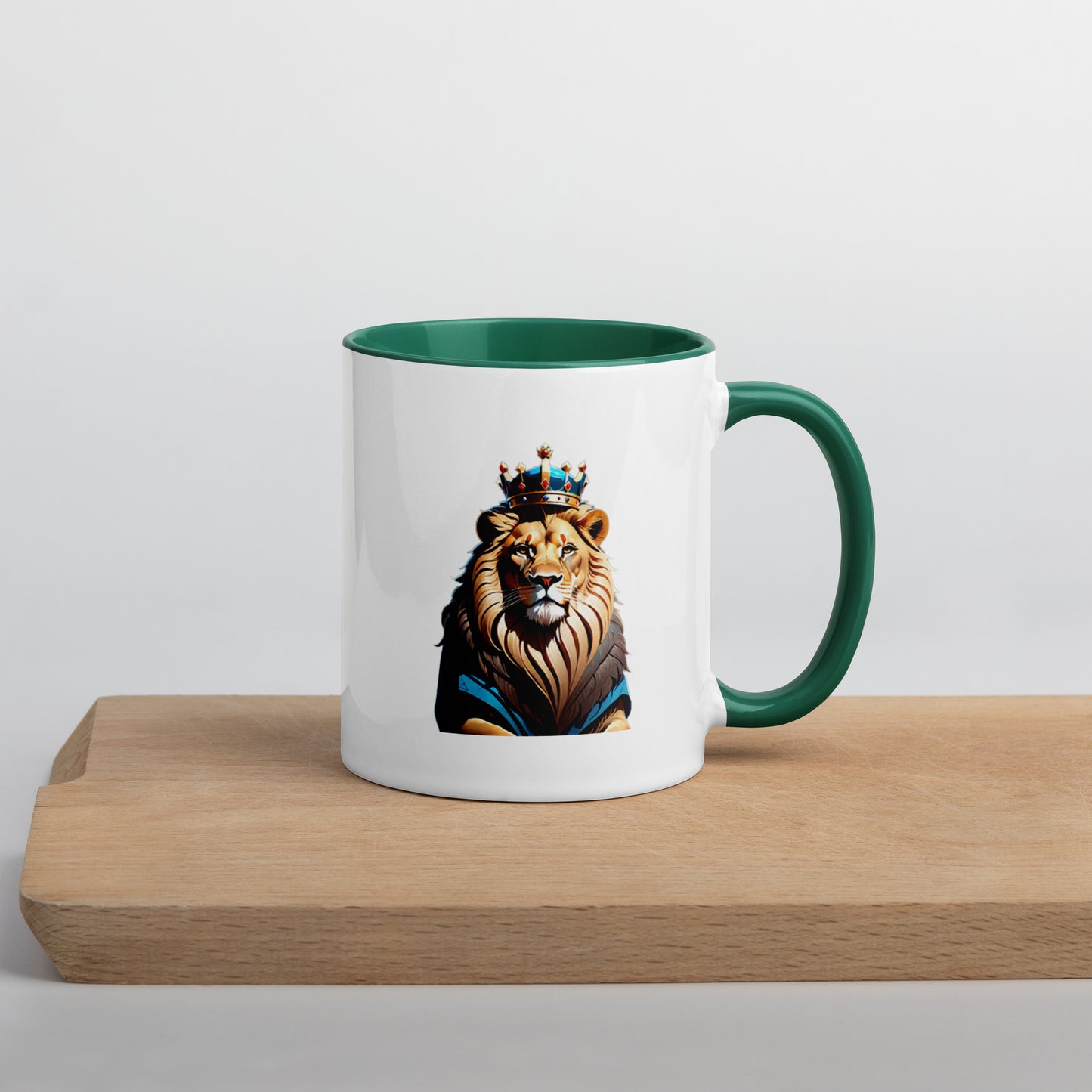 Mug with Color Inside - Lion with Blue Attire and Crown