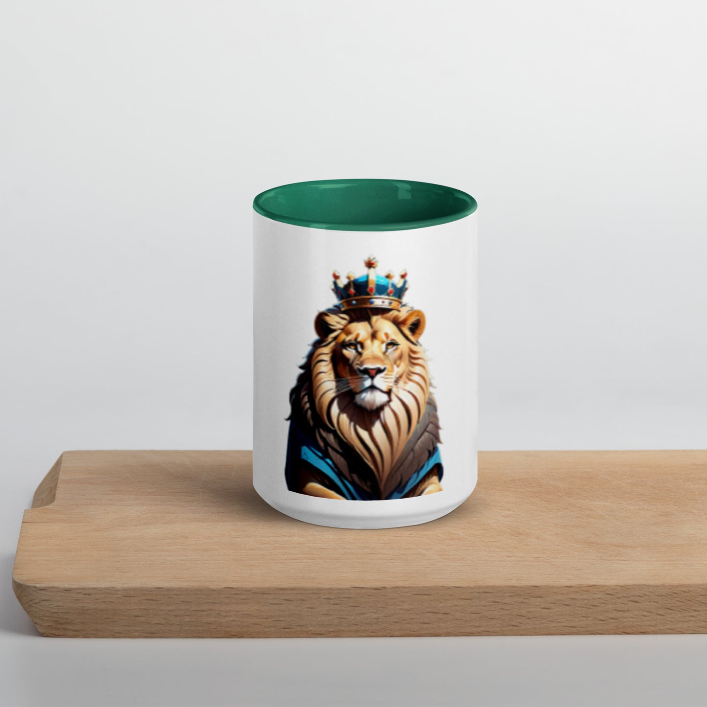 Mug with Color Inside - Lion with Blue Attire and Crown