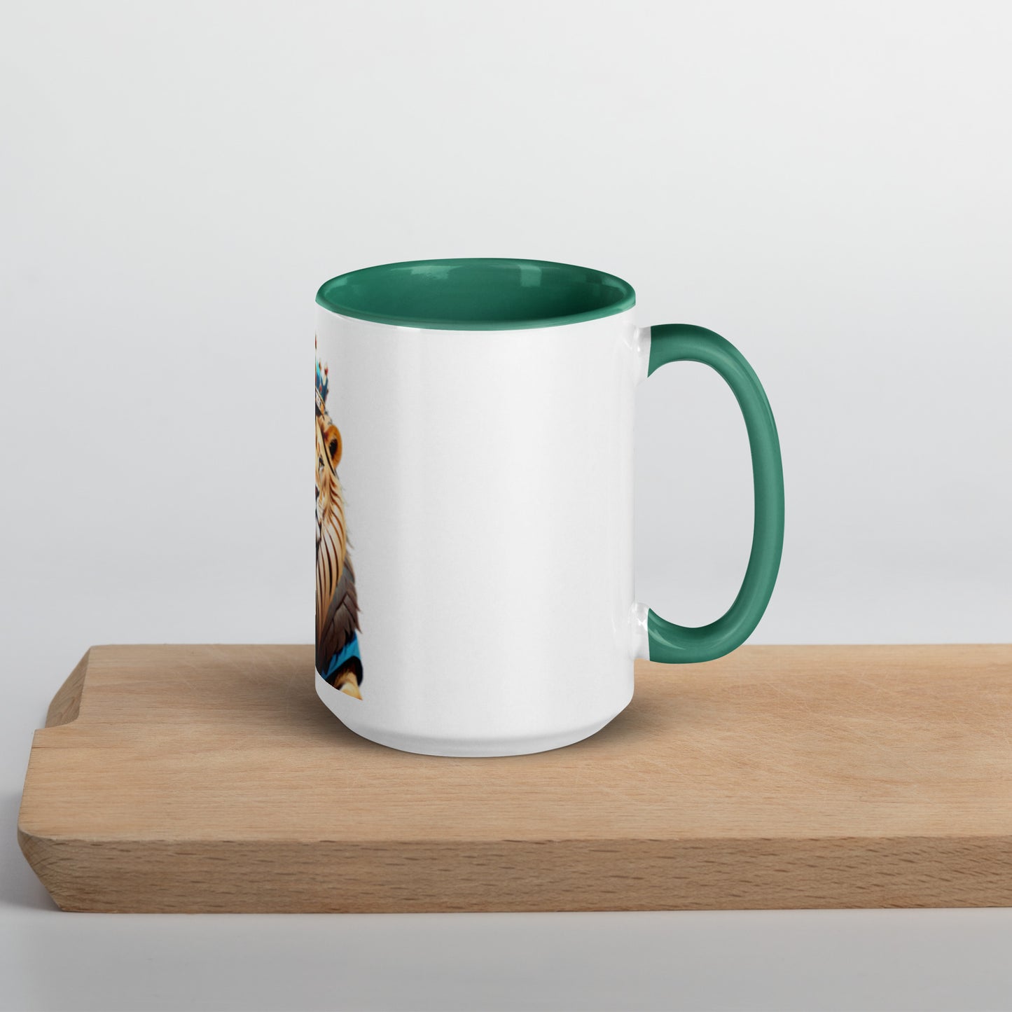 Mug with Color Inside - Lion with Blue Attire and Crown