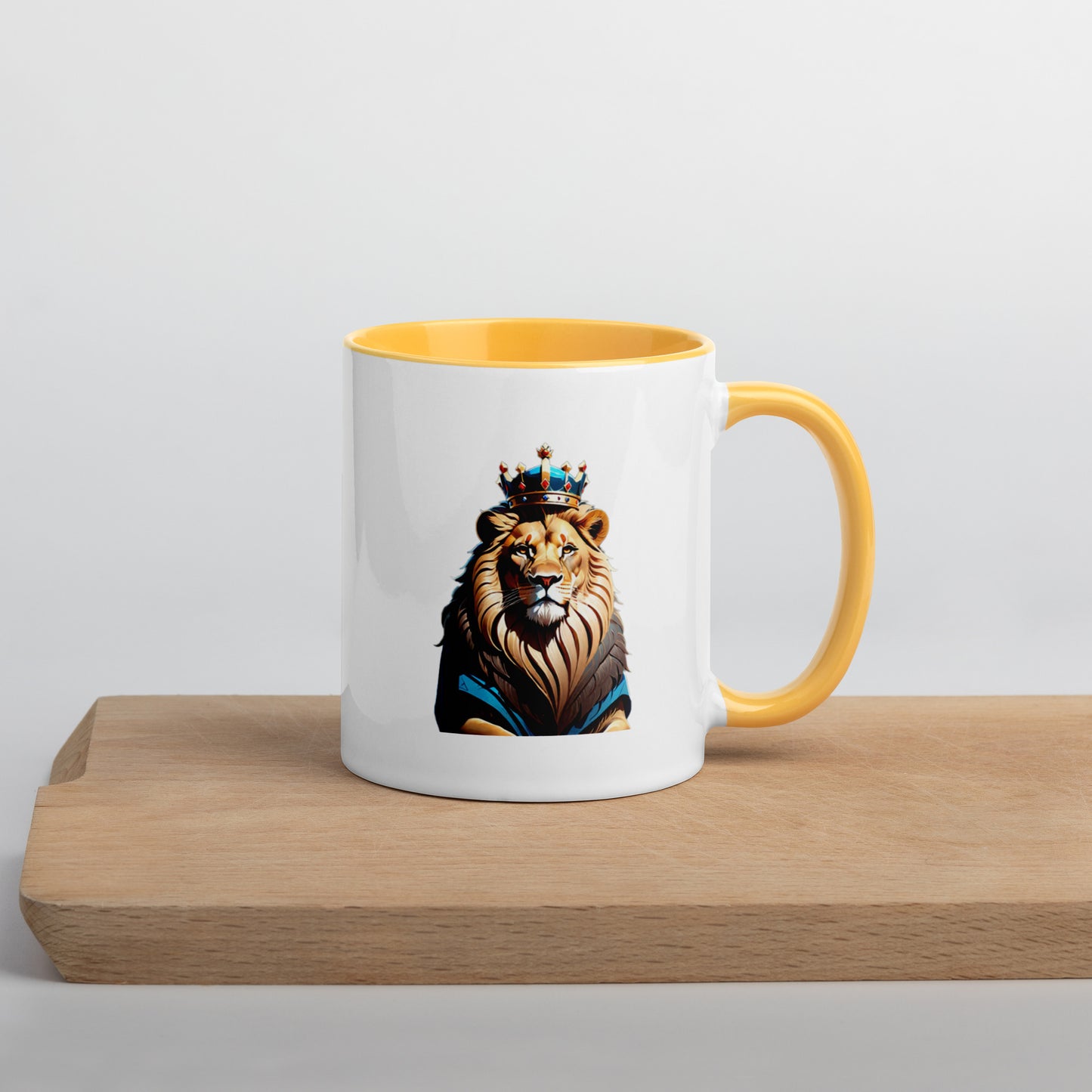 Mug with Color Inside - Lion with Blue Attire and Crown