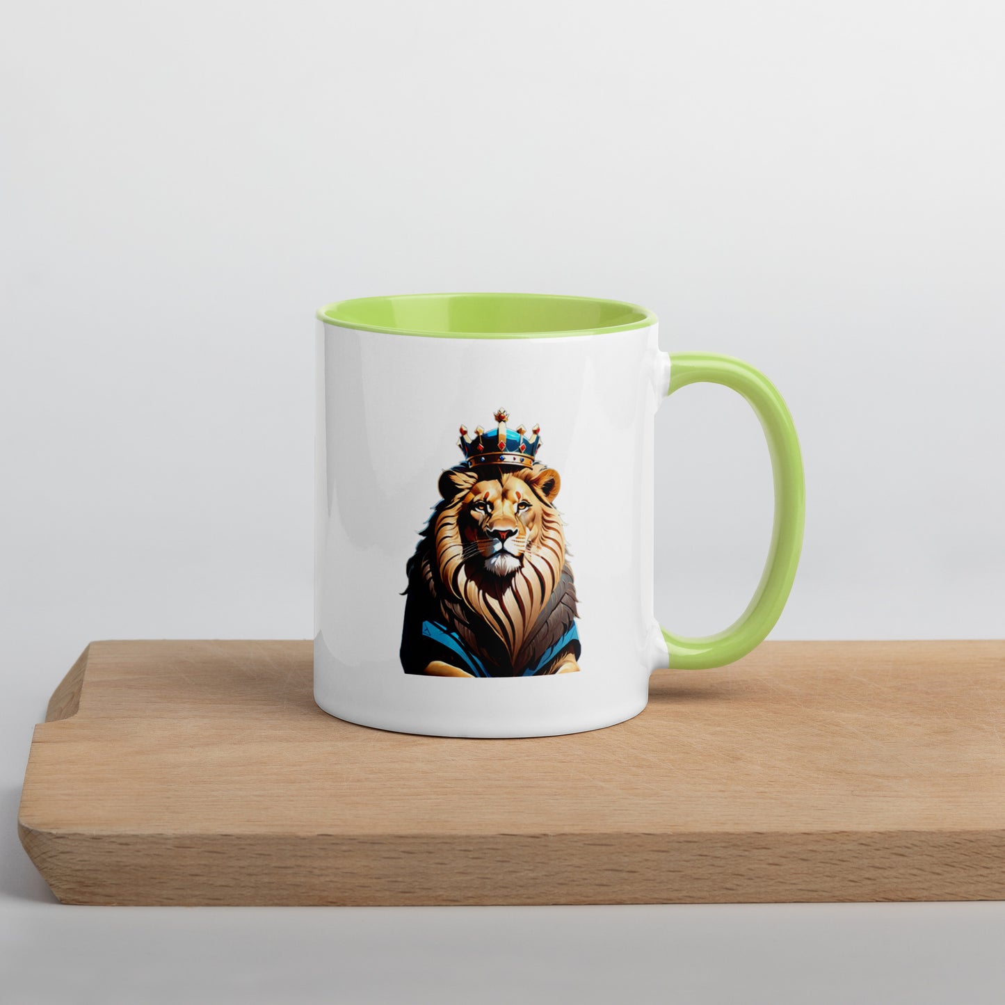 Mug with Color Inside - Lion with Blue Attire and Crown