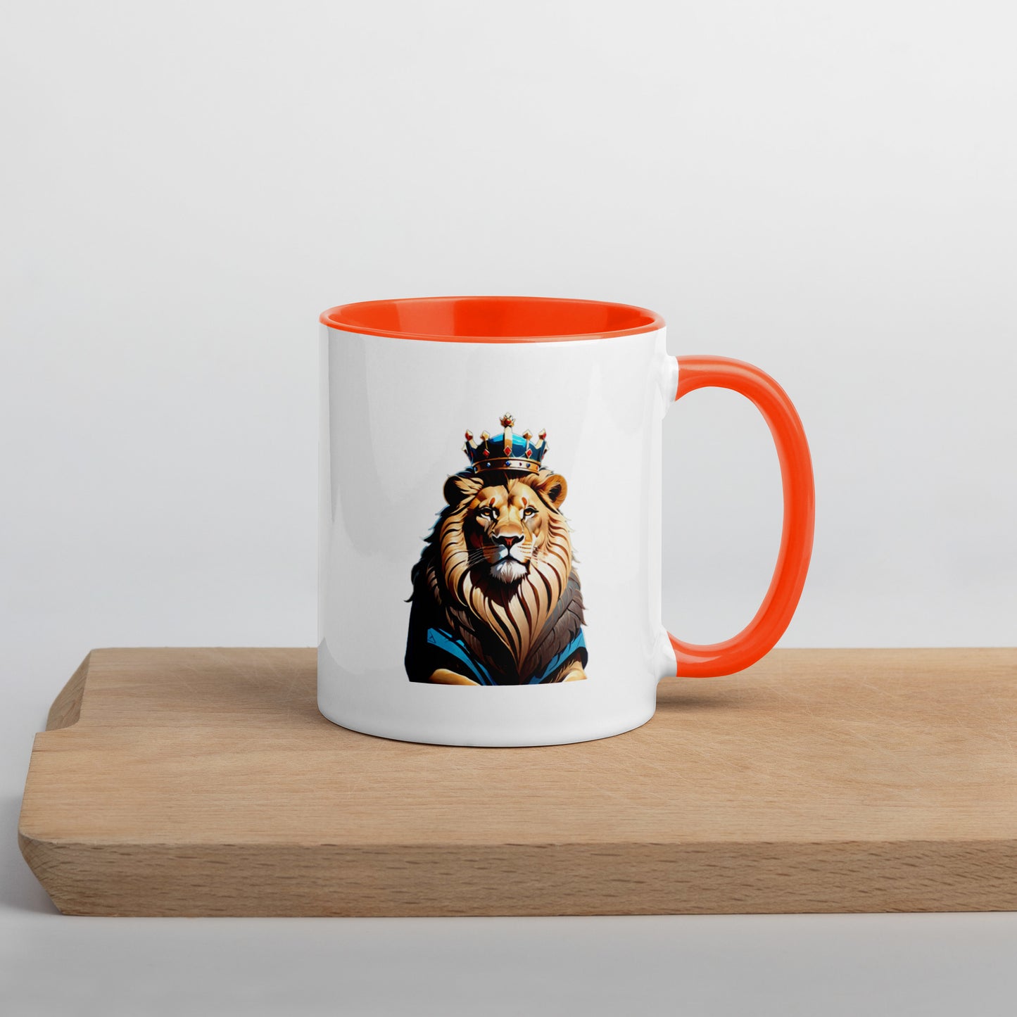 Mug with Color Inside - Lion with Blue Attire and Crown