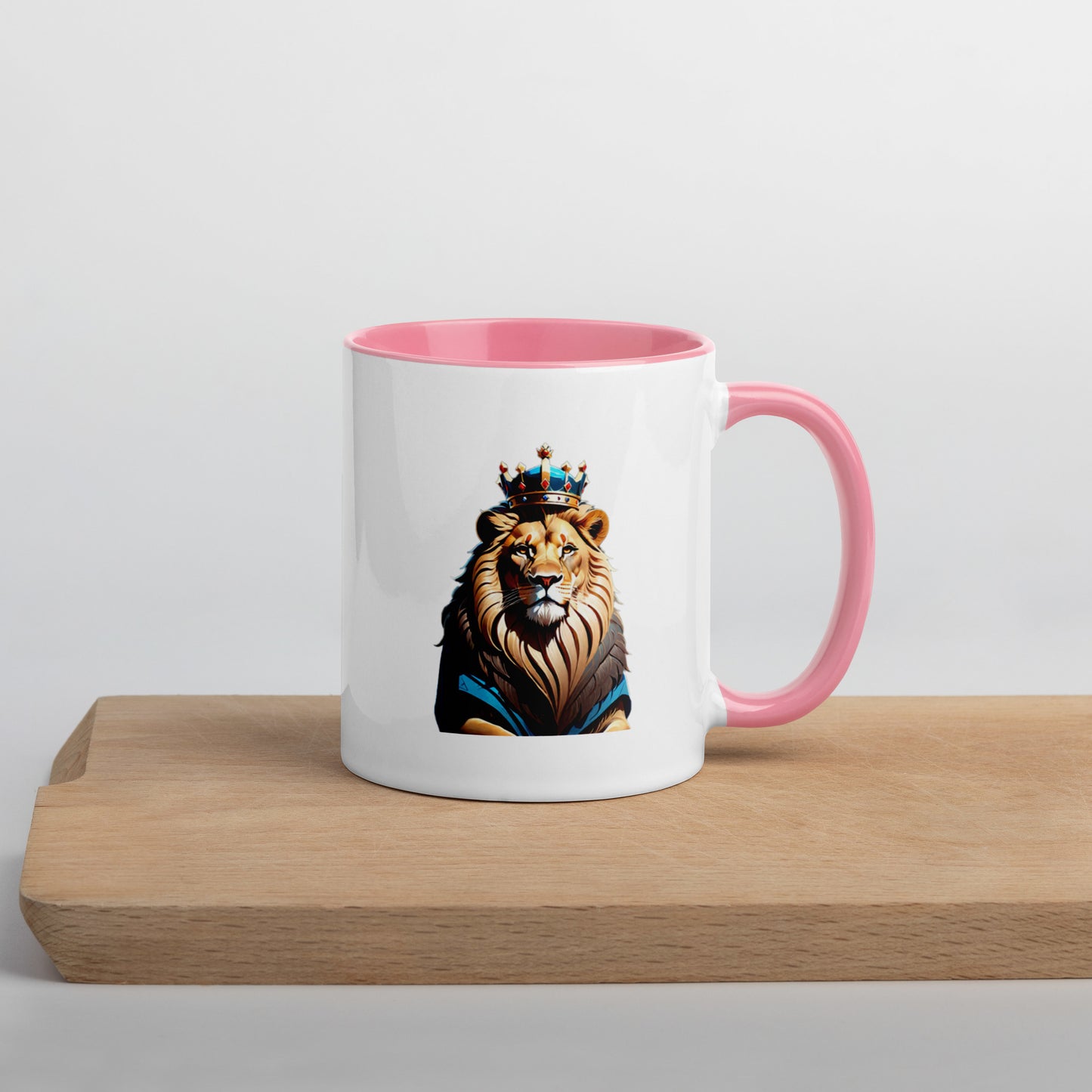 Mug with Color Inside - Lion with Blue Attire and Crown