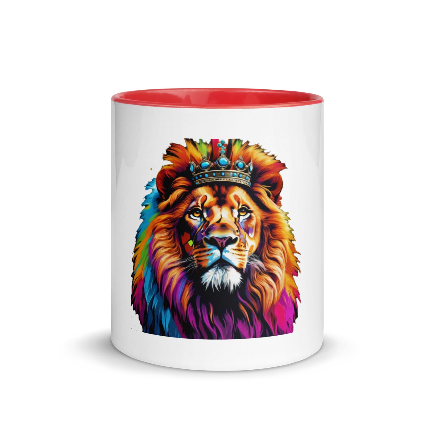 Mug with Color Inside - Lion with Colorful Mane and Crown