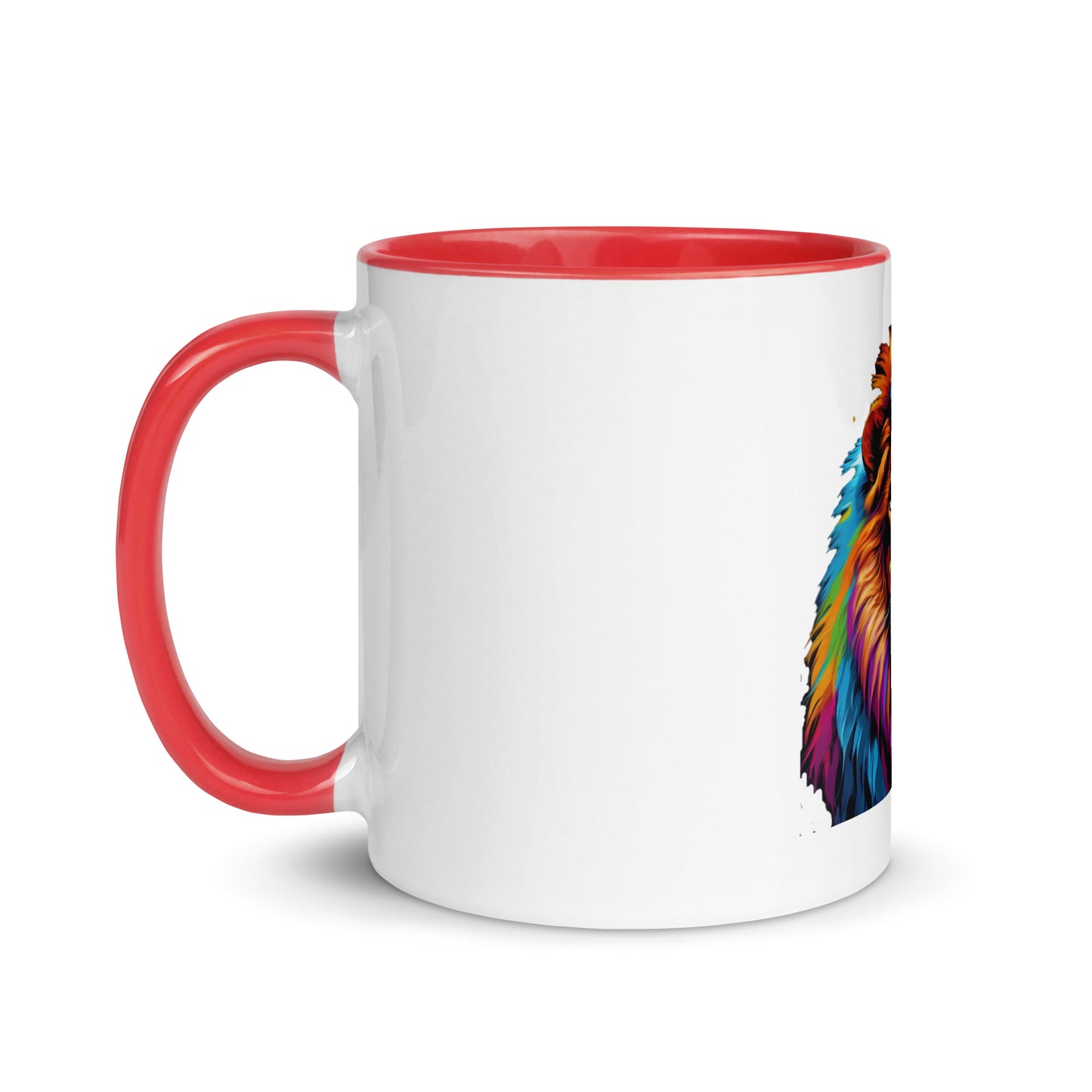 Mug with Color Inside - Lion with Colorful Mane and Crown