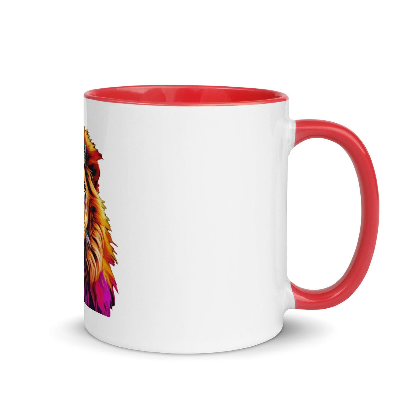 Mug with Color Inside - Lion with Colorful Mane and Crown