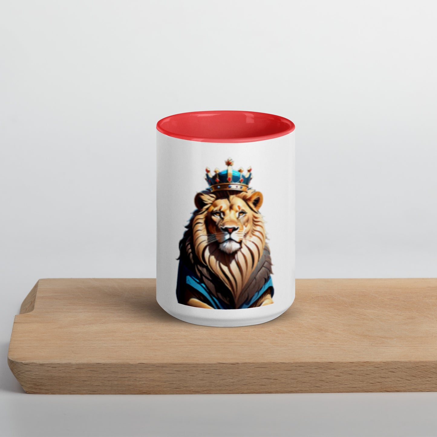 Mug with Color Inside - Lion with Blue Attire and Crown