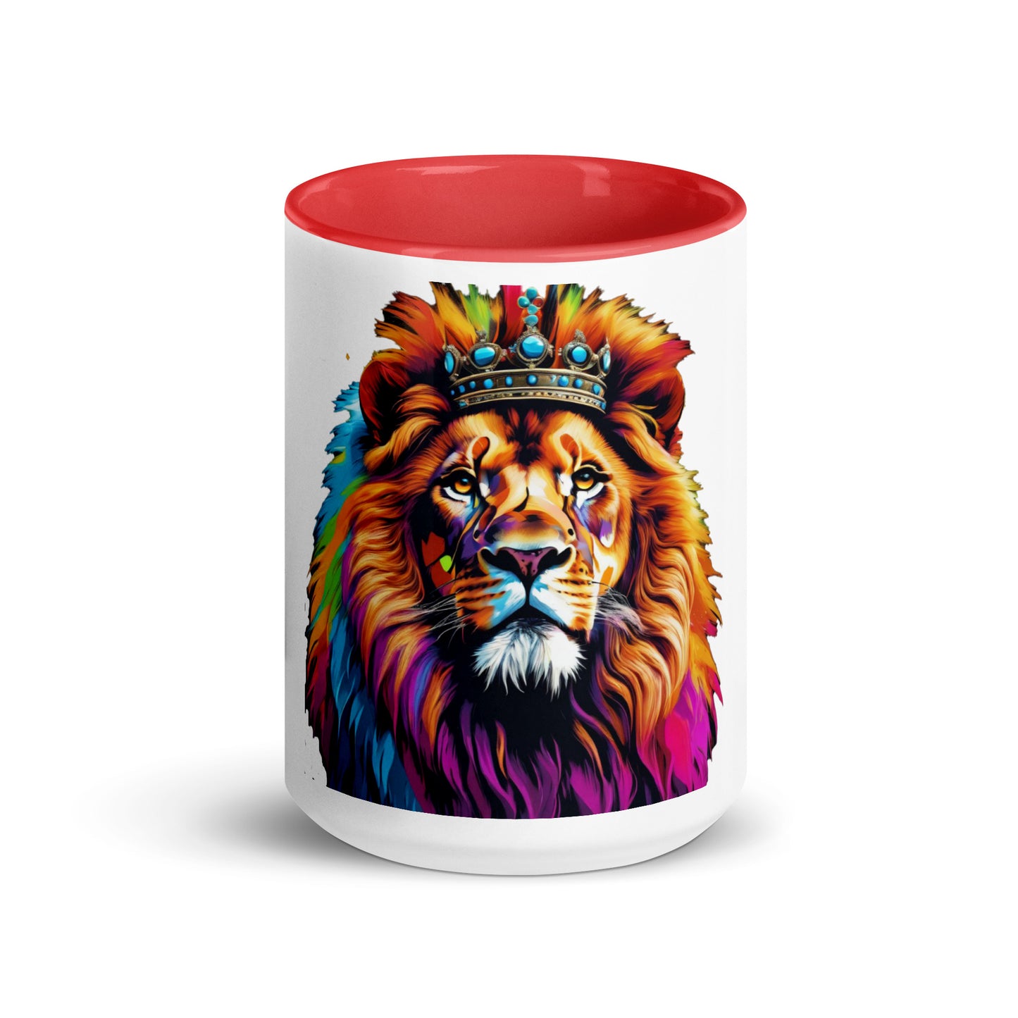 Mug with Color Inside - Lion with Colorful Mane and Crown