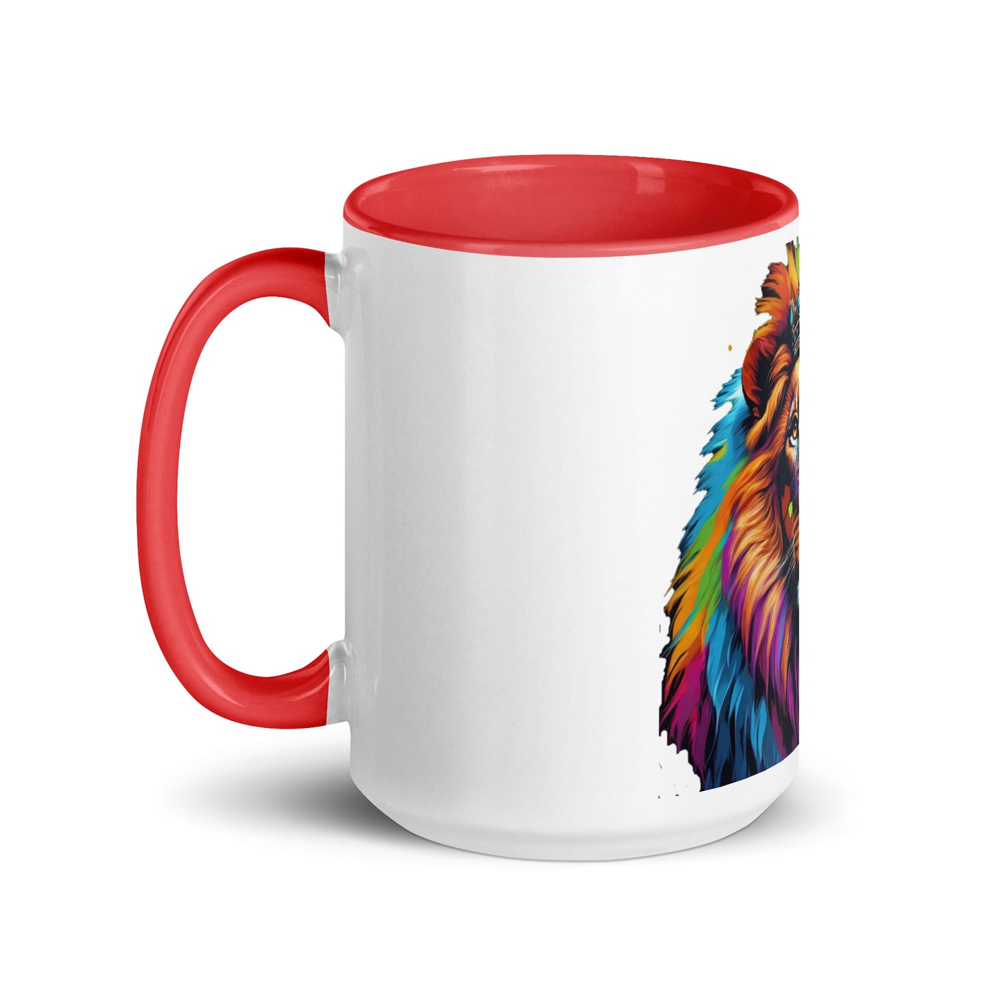 Mug with Color Inside - Lion with Colorful Mane and Crown