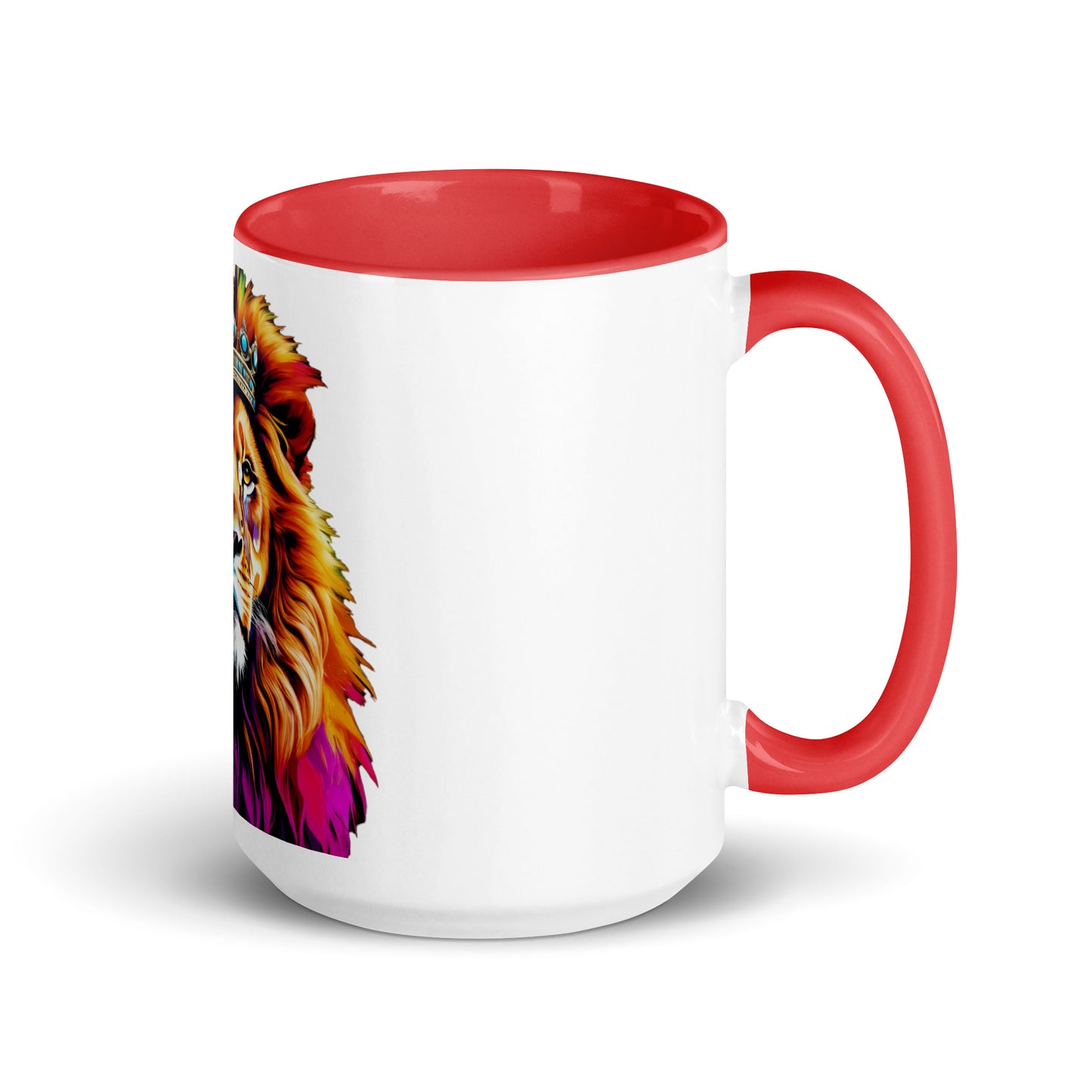 Mug with Color Inside - Lion with Colorful Mane and Crown