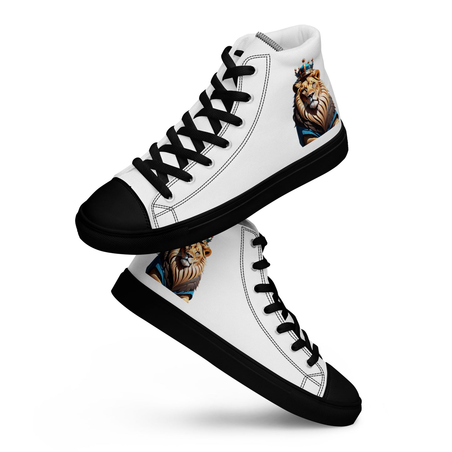 Women’s high top canvas shoes - Lion with Blue Attire and Crown