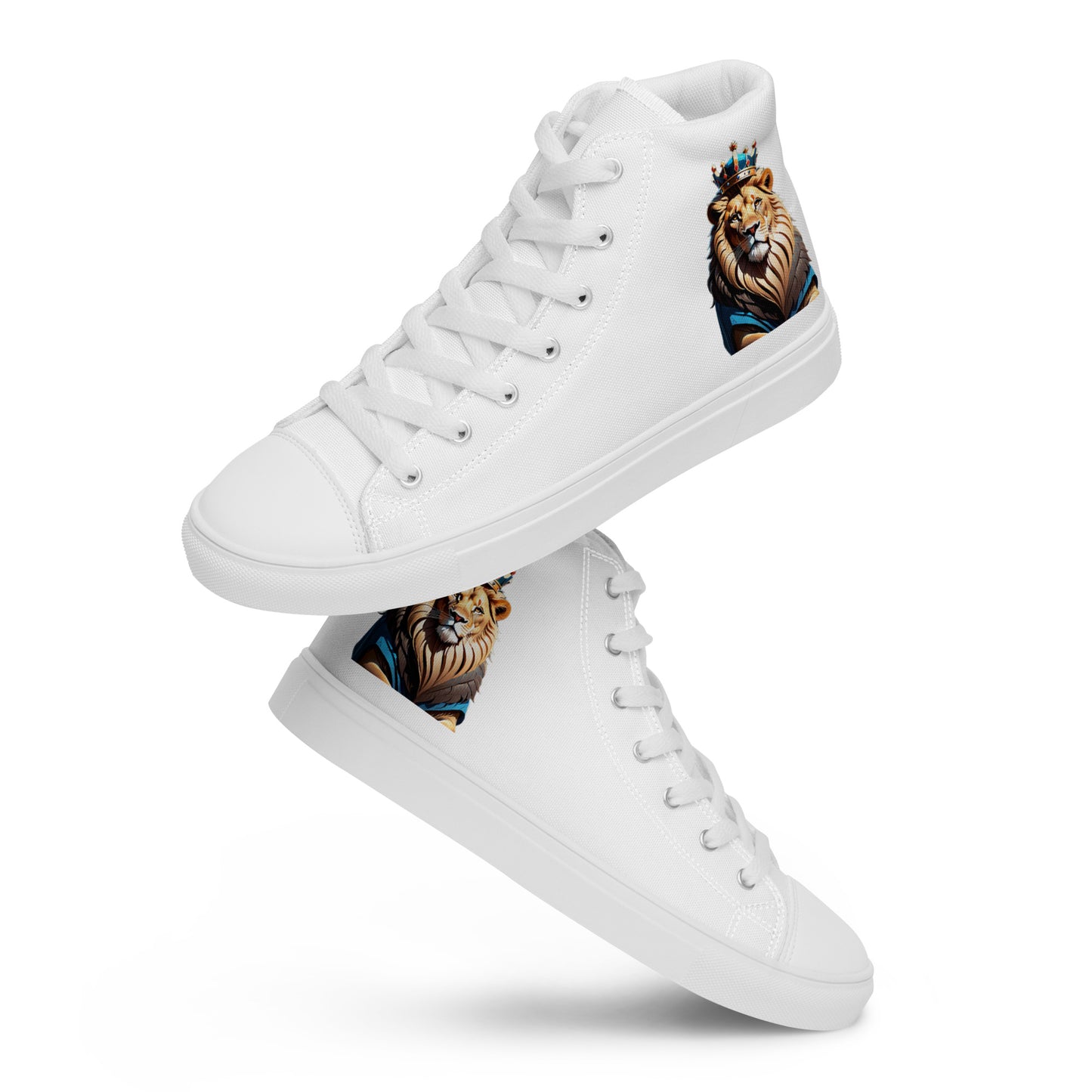 Women’s high top canvas shoes - Lion with Blue Attire and Crown